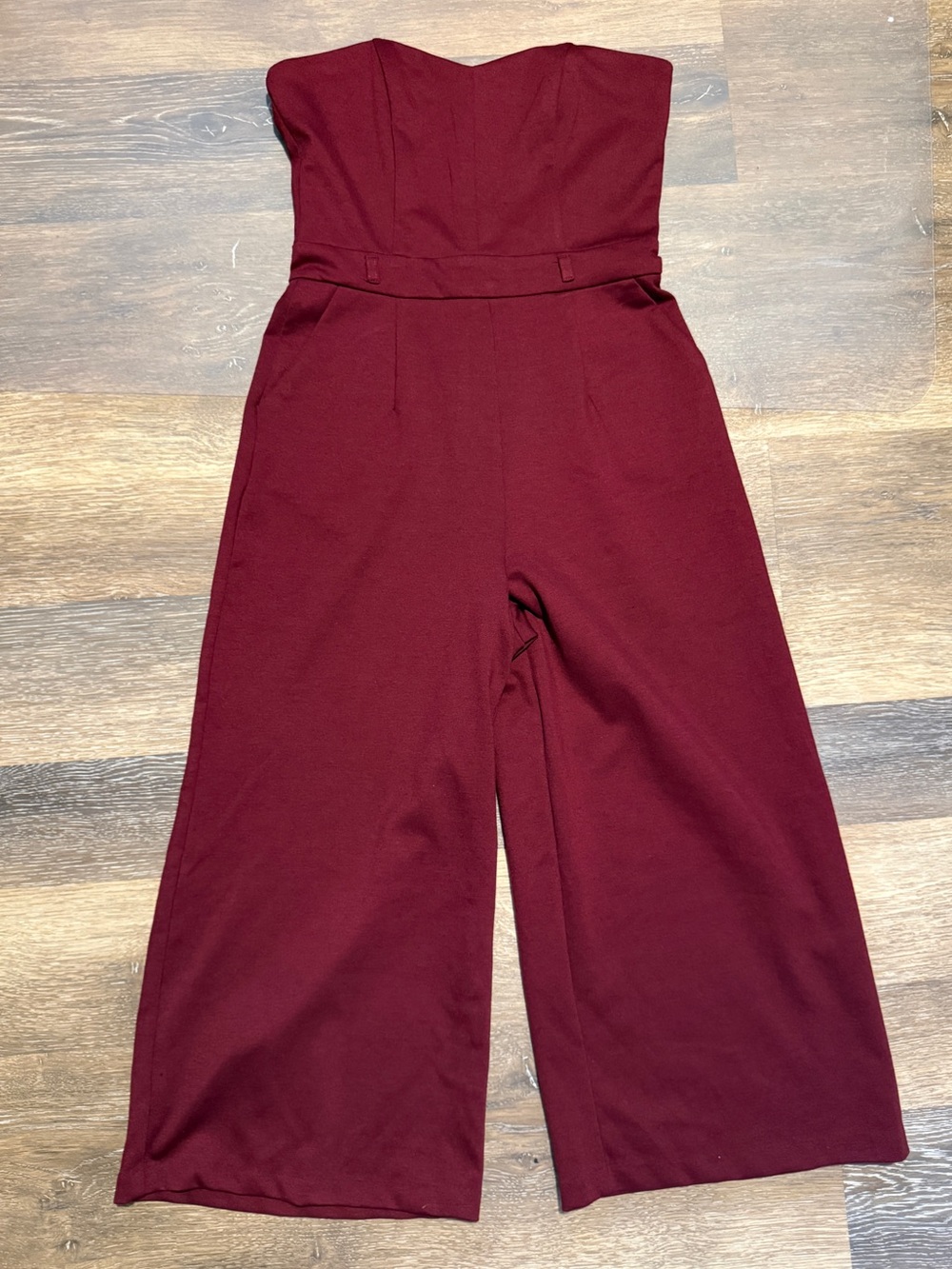 Love Strapless Wide-Leg Jumpsuit in Wine